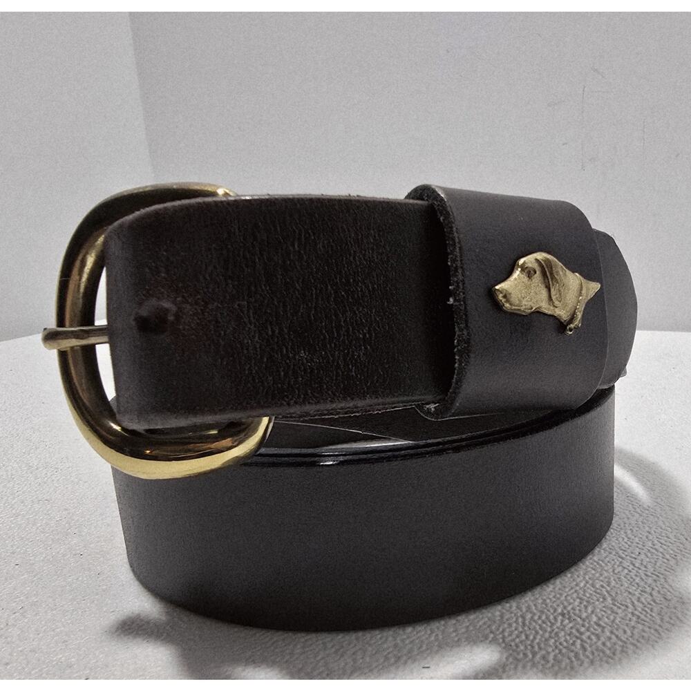 KEVIN’S Solid Brass Lab Head Plantation Belt Brown Premium Leather Men’s Size 36